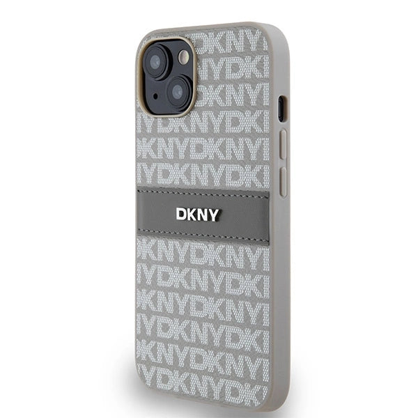 DKNY læder Mono Stripe & Metal Logo case til iPhone 15 / 14 / 13 - beige