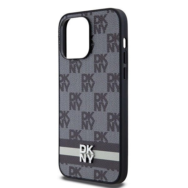 DKNY læder med krydsede mono mønstre og trykte striber Case til iPhone 14 Pro Max - sort