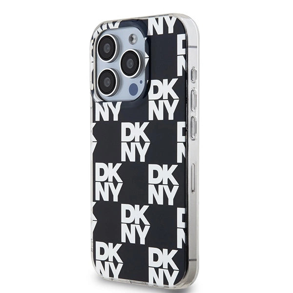 DKNY IML Rækker Mono mønster sag til iPhone 15 Pro - sort