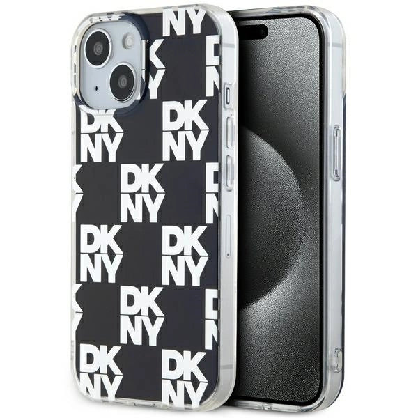 DKNY IML Rækker Mono mønster sag til iPhone 15 / 14 / 13 - sort