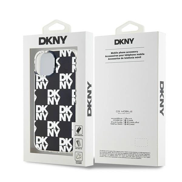 DKNY IML Rækker Mono mønster sag til iPhone 15 / 14 / 13 - sort