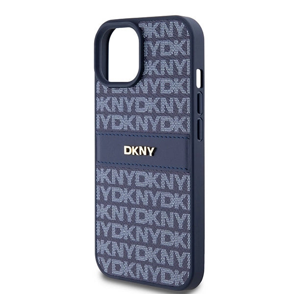 DKNY læder Mono Stripe & Metal Logo sag til iPhone 15 / 14 / 13 - blå