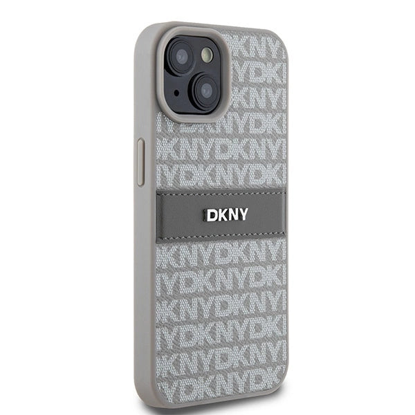 DKNY læder Mono Stripe & Metal Logo case til iPhone 15 / 14 / 13 - beige