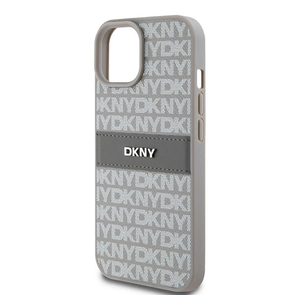 DKNY læder Mono Stripe & Metal Logo case til iPhone 15 / 14 / 13 - beige