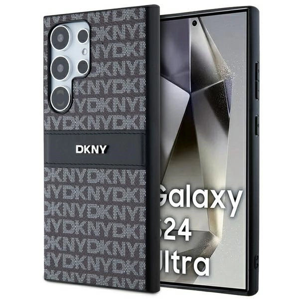 DKNY læder Mono Stripe & Metal Logo case til Samsung Galaxy S24 Ultra - sort