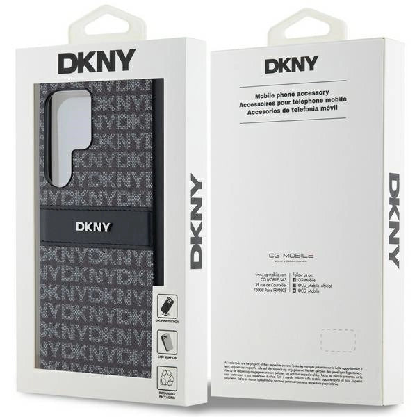 DKNY læder Mono Stripe & Metal Logo case til Samsung Galaxy S24 Ultra - sort
