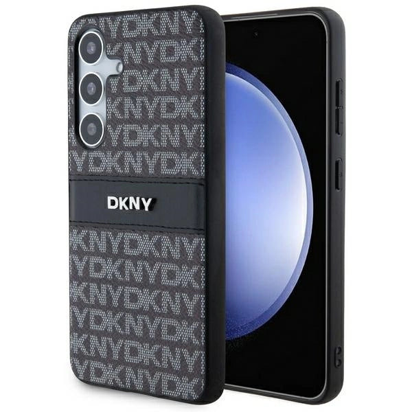 DKNY læder Mono Stripe & Metal Logo case til Samsung Galaxy S24+ - sort