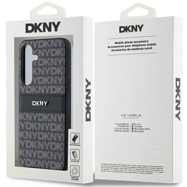 DKNY læder Mono Stripe & Metal Logo case til Samsung Galaxy S24+ - sort