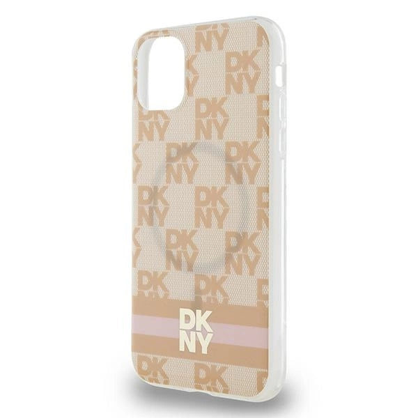 DKNY IML Checkered Mono Pattern & Printed Stripes MagSafe-kasse til iPhone 11 / Xr - pink
