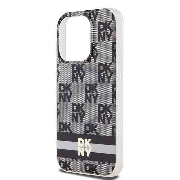 DKNY IML Checkered Mono Pattern & Printed Stripes MagSafe Case for iPhone 13 Pro Max - Black
