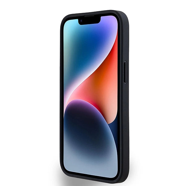 DKNY læder Monogram mønster Metal Logo MagSafe Case til iPhone 15/14/13 - sort