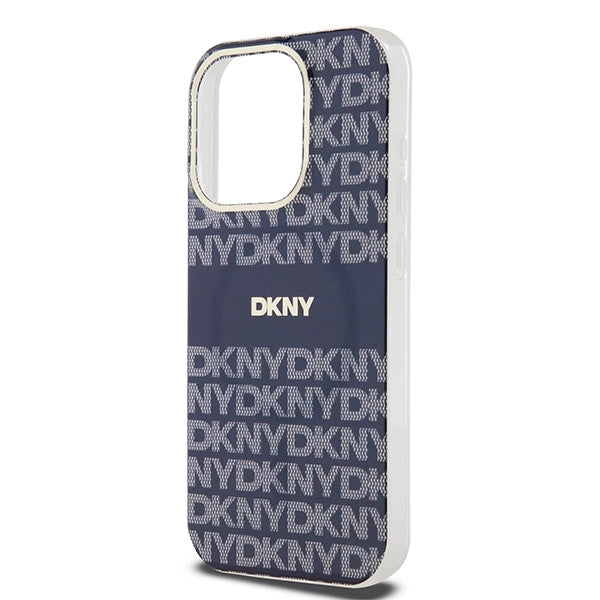 DKNY IML Mono & Stripe MagSafe fodtøj til iPhone 15 Pro - blå