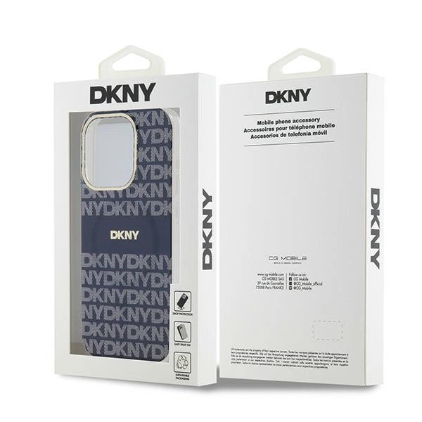 DKNY IML Mono & Stripe MagSafe fodtøj til iPhone 15 Pro - blå