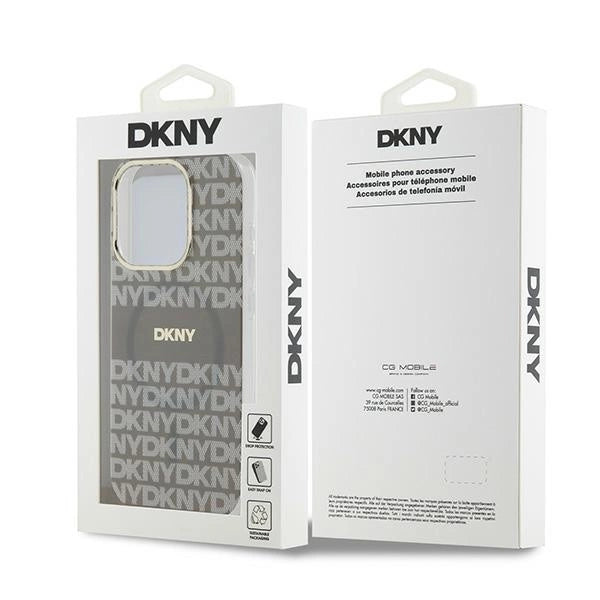 DKNY IML Mono & Stripe MagSafe-kasse til iPhone 15 Pro - beige