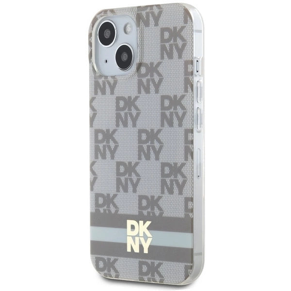 DKNY IML Checkered Mono Pattern & Printed Stripes MagSafe-kasse til iPhone 15 / 14 / 13 - beige