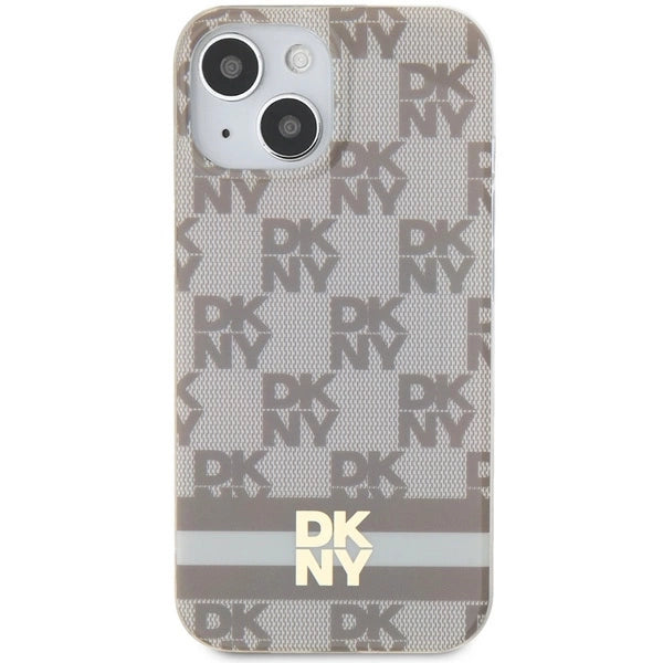 DKNY IML Checkered Mono Pattern & Printed Stripes MagSafe-kasse til iPhone 15 / 14 / 13 - beige