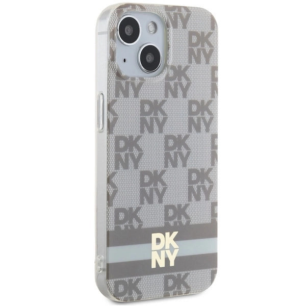 DKNY IML Checkered Mono Pattern & Printed Stripes MagSafe-kasse til iPhone 15 / 14 / 13 - beige