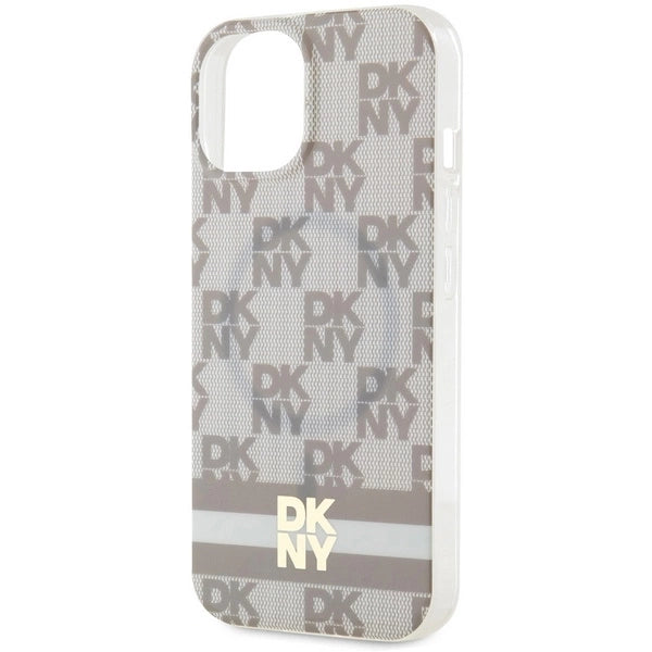 DKNY IML Checkered Mono Pattern & Printed Stripes MagSafe-kasse til iPhone 15 / 14 / 13 - beige