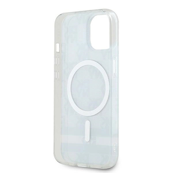 DKNY IML Checkered Mono Pattern & Printed Stripes MagSafe Case for iPhone 15/14/13 - Black