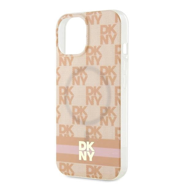 DKNY IML Checkered Mono Pattern & Printed Stripes MagSafe-kasse til iPhone 15 / 14 / 13 - pink