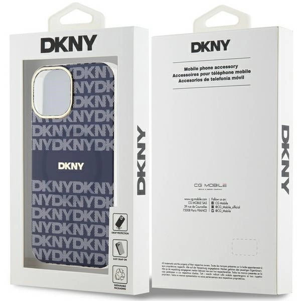 DKNY IML Mono & Stripe MagSafe fodtøj til iPhone 15 / 14 / 13 - blå