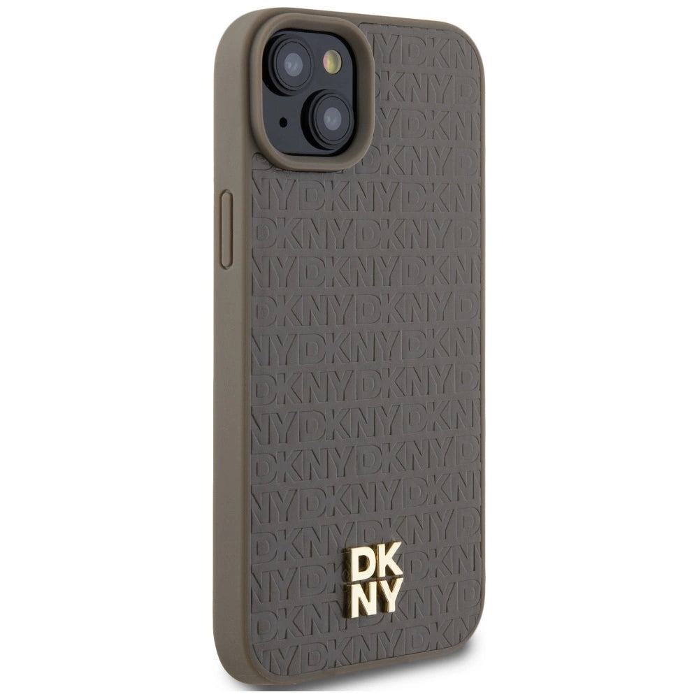 DKNY læder mønster metal logo MagSafe sag til iPhone 15 / 14 / 13 - brun