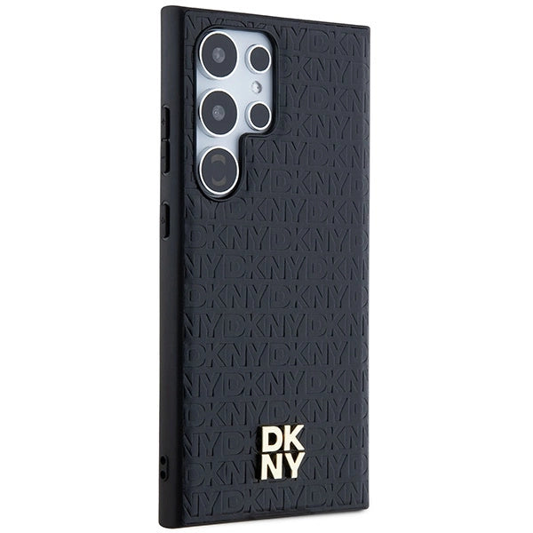 DKNY læder mønster metal logo MagSafe-kasse til Samsung Galaxy S24 Ultra - sort