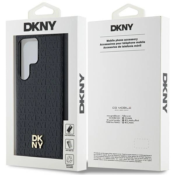 DKNY læder mønster metal logo MagSafe-kasse til Samsung Galaxy S24 Ultra - sort