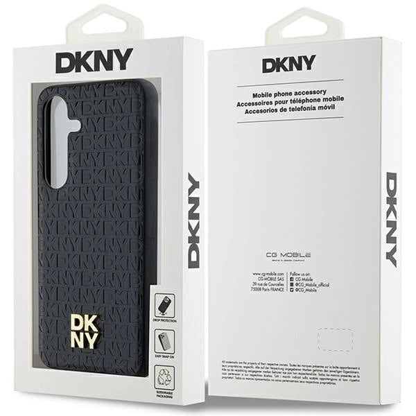 DKNY læder mønster metal logo MagSafe-kasse til Samsung Galaxy S24 + - sort