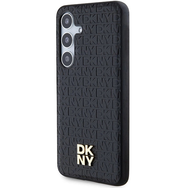 DKNY læder mønster metal logo MagSafe-foder for Samsung Galaxy S24 - sort
