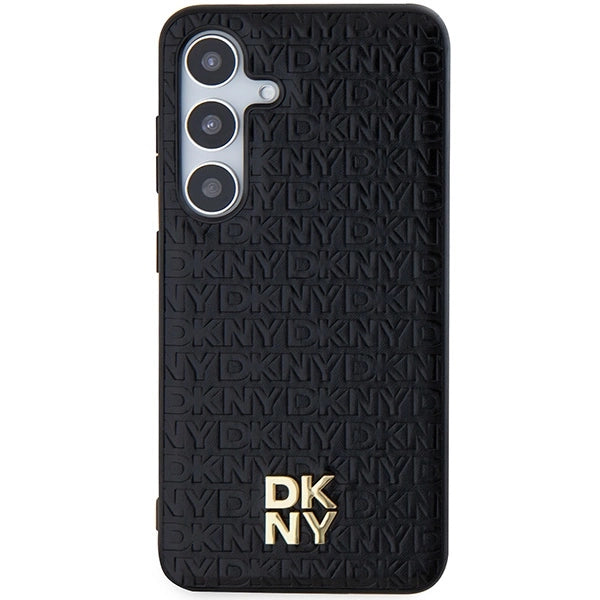 DKNY læder mønster metal logo MagSafe-foder for Samsung Galaxy S24 - sort