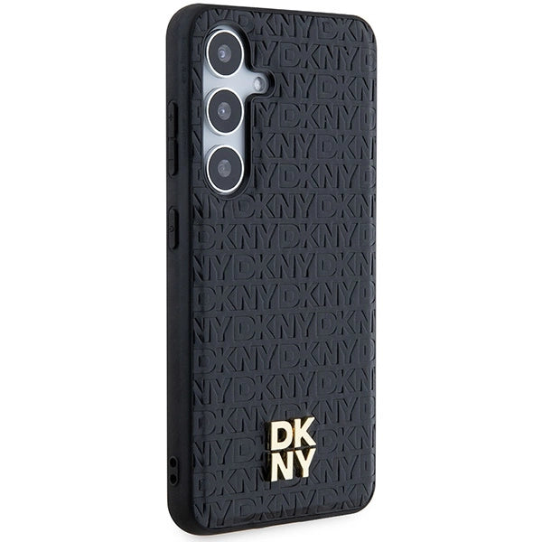 DKNY læder mønster metal logo MagSafe-foder for Samsung Galaxy S24 - sort