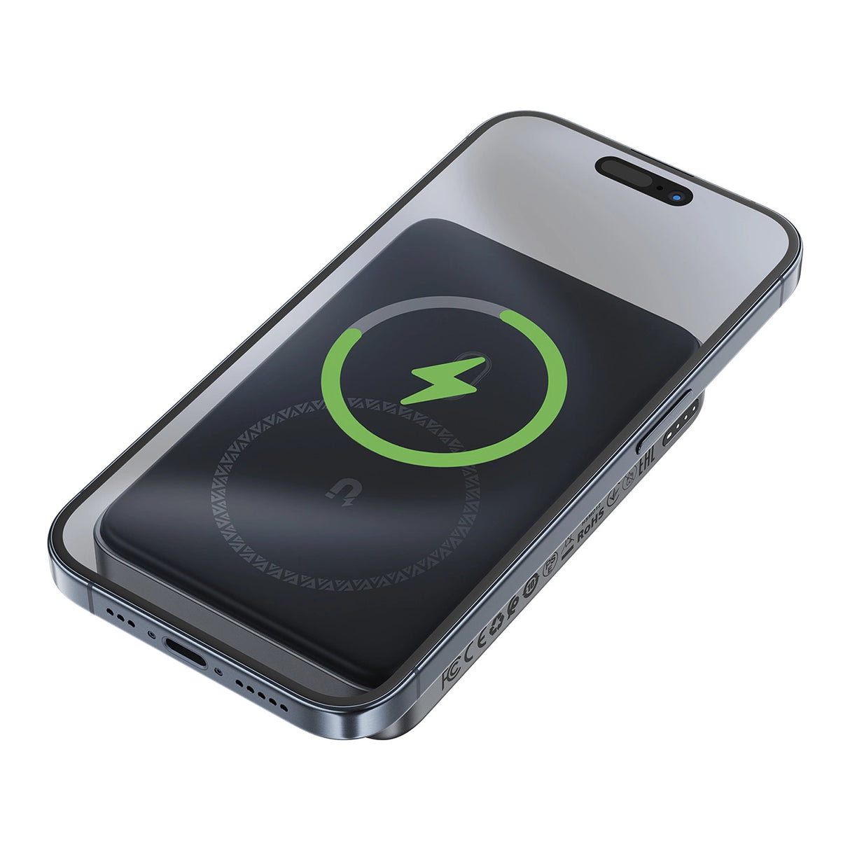 Powerbank Acefast M10 Magnetisk 2x USB-C PD 30W med 15W induktiv opladning og USB-C-kabel - sort