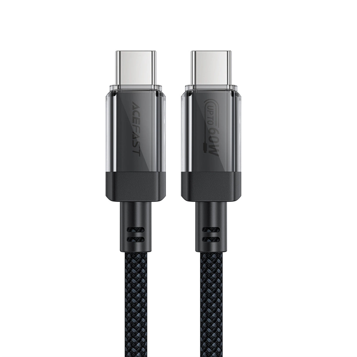 Acefast C12 USB-C / USB-C PD-kabel 60W 480Mb / med nylon fletning - sort