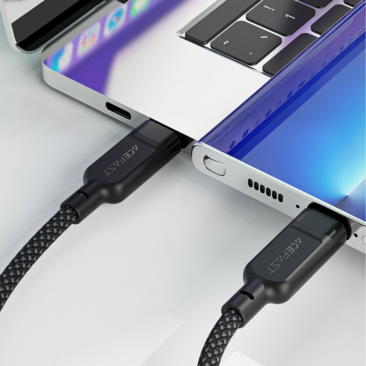 Acefast C5 USB-C - USB-C / USB-C 2in1 100W 480Mb/s kabel - sort
