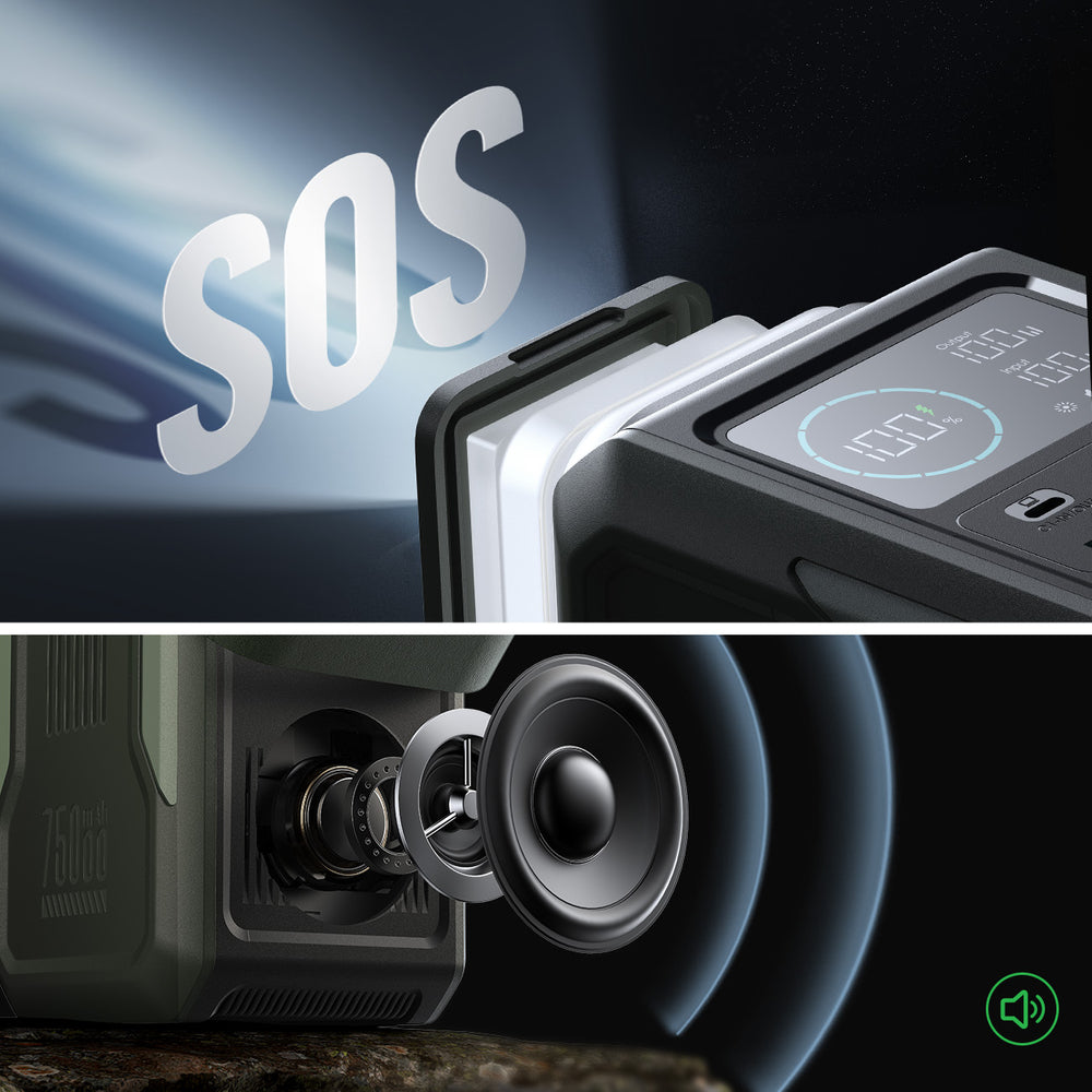 Powerbank Joyroom JR-PBF10 75000mAh 100W 3x USB-C 3x USB-A med foldelig lommelygte og håndtag - grønt