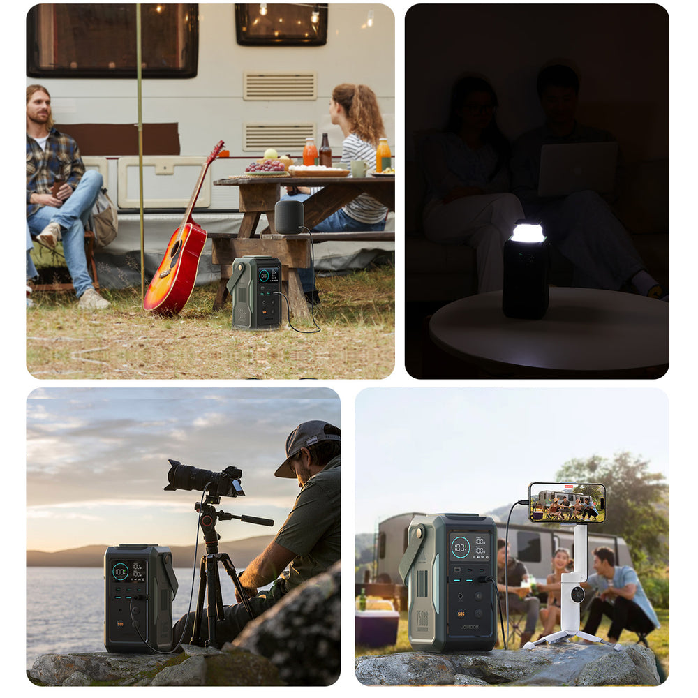 Powerbank Joyroom JR-PBF10 75000mAh 100W 3x USB-C 3x USB-A med foldelig lommelygte og håndtag - grønt