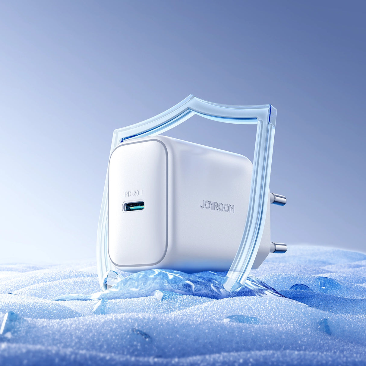 Joyroom JR-TCF20 USB-C PD 20W netværksoplader - hvid + USB-C / USB-C kabel 1m
