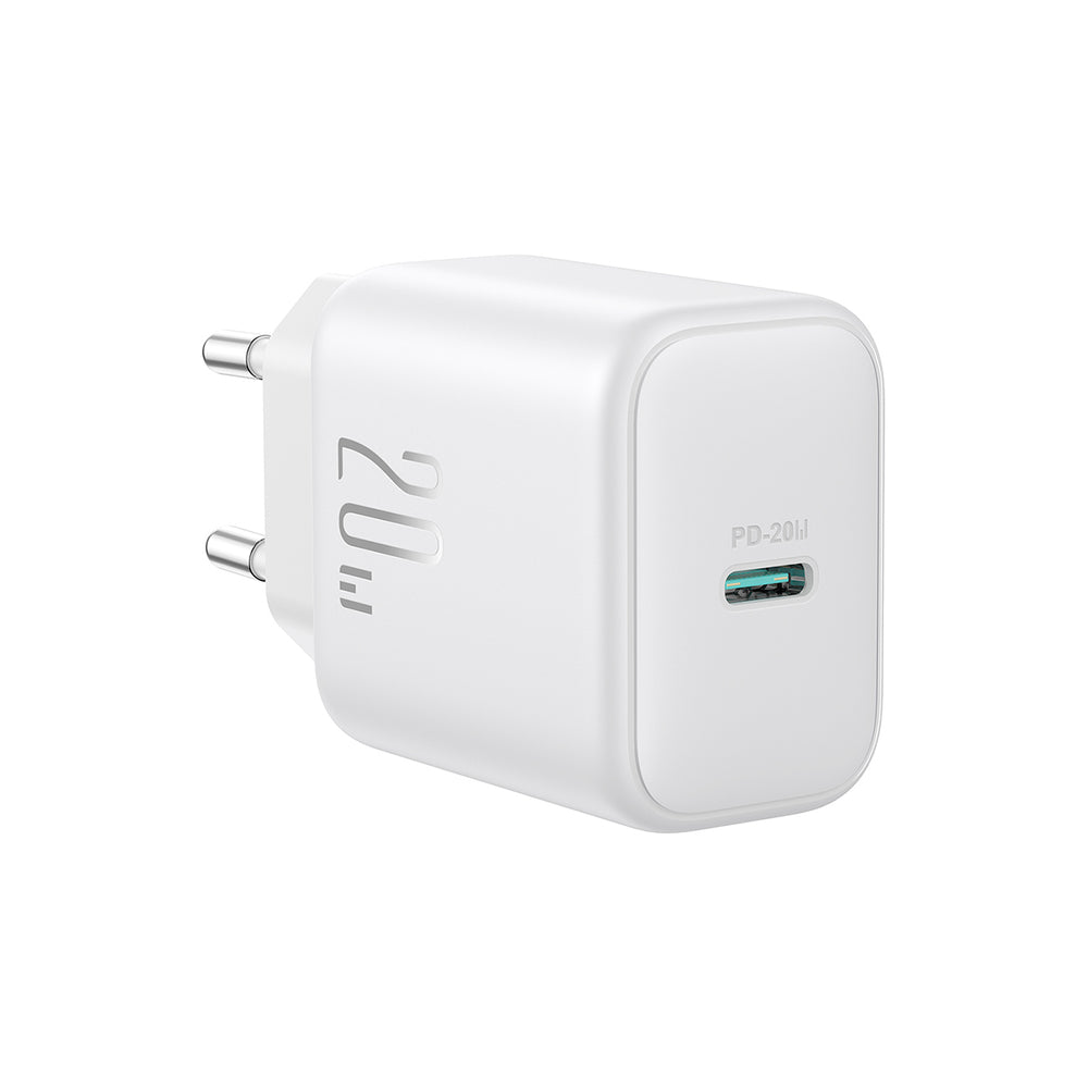 Joyroom JR-TCF20 USB-C PD 20W network charger - white + USB-C / Lightning cable 1m