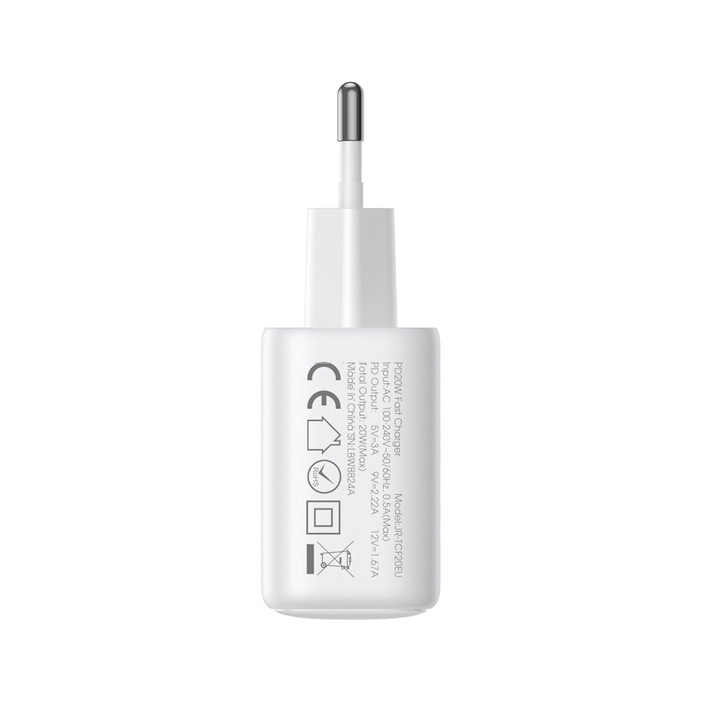 Joyroom JR-TCF20 USB-C PD 20W network charger - white + USB-C / Lightning cable 1m