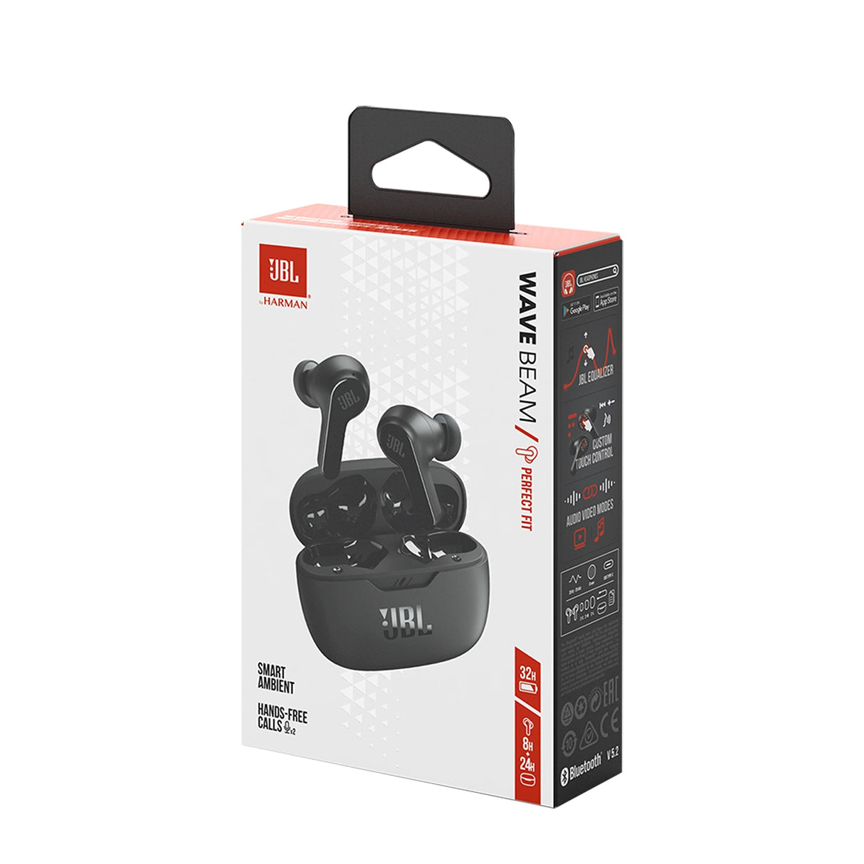 JBL Wave Beam trådløse in-ear hovedtelefoner Bluetooth 5.2 IP54 IPX2 - sort