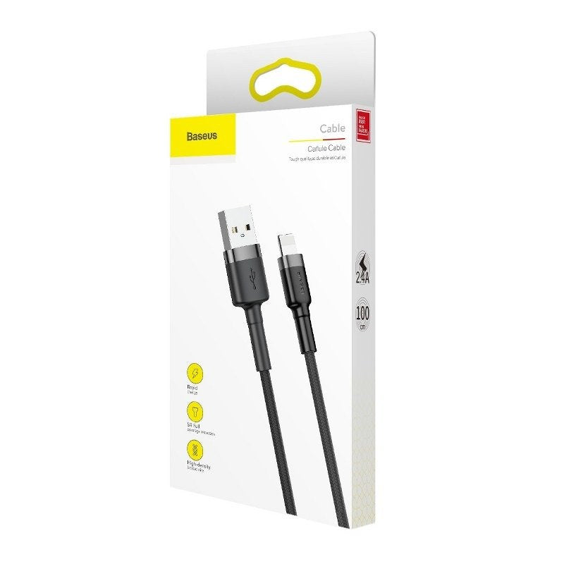 Baseus Cafule USB Lightning Cable 2,4A 1m (grå+sort)