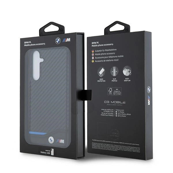 BMW Leather Carbon-hylster til Samsung Galaxy A55 - sort
