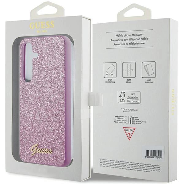 Guess Glitter Script case til Samsung Galaxy S24+ - lilla
