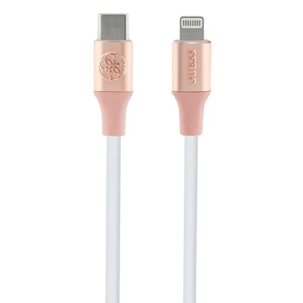Guess Ebossed Logo USB-C / Lightning Cable 1,5 m Hurtig opladning - Pink
