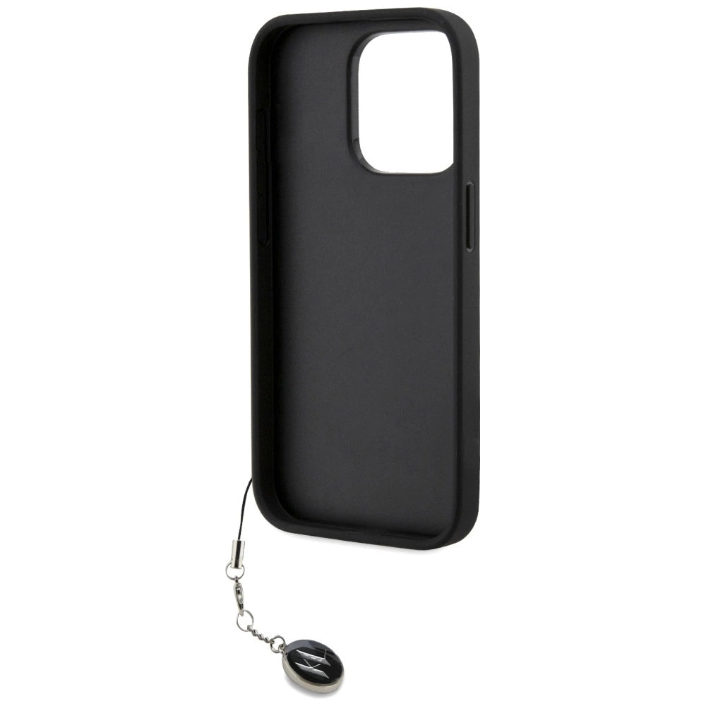 Karl Lagerfeld Saffiano Rhinestones & Charm case for iPhone 15 Pro - black