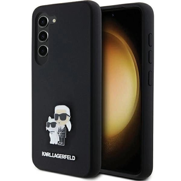 Karl Lagerfeld Silicone Karl&Choupette Metal Pin case for Samsung Galaxy S24 - black