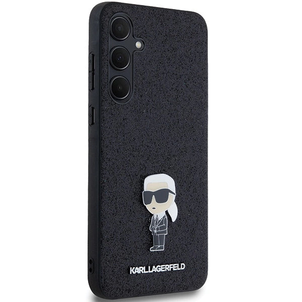 Karl Lagerfeld Fixed Glitter Ikonik Logo Metal Pin case for Samsung Galaxy A35 - black