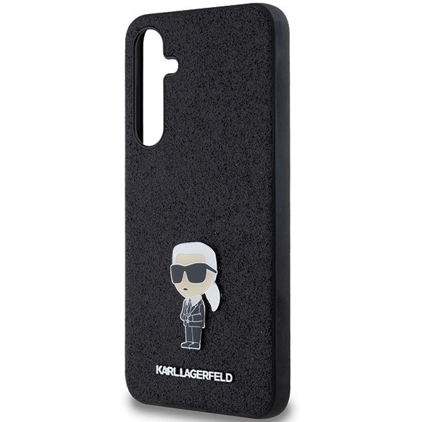 Karl Lagerfeld Fixed Glitter Ikonik Logo Metal Pin case for Samsung Galaxy A35 - black
