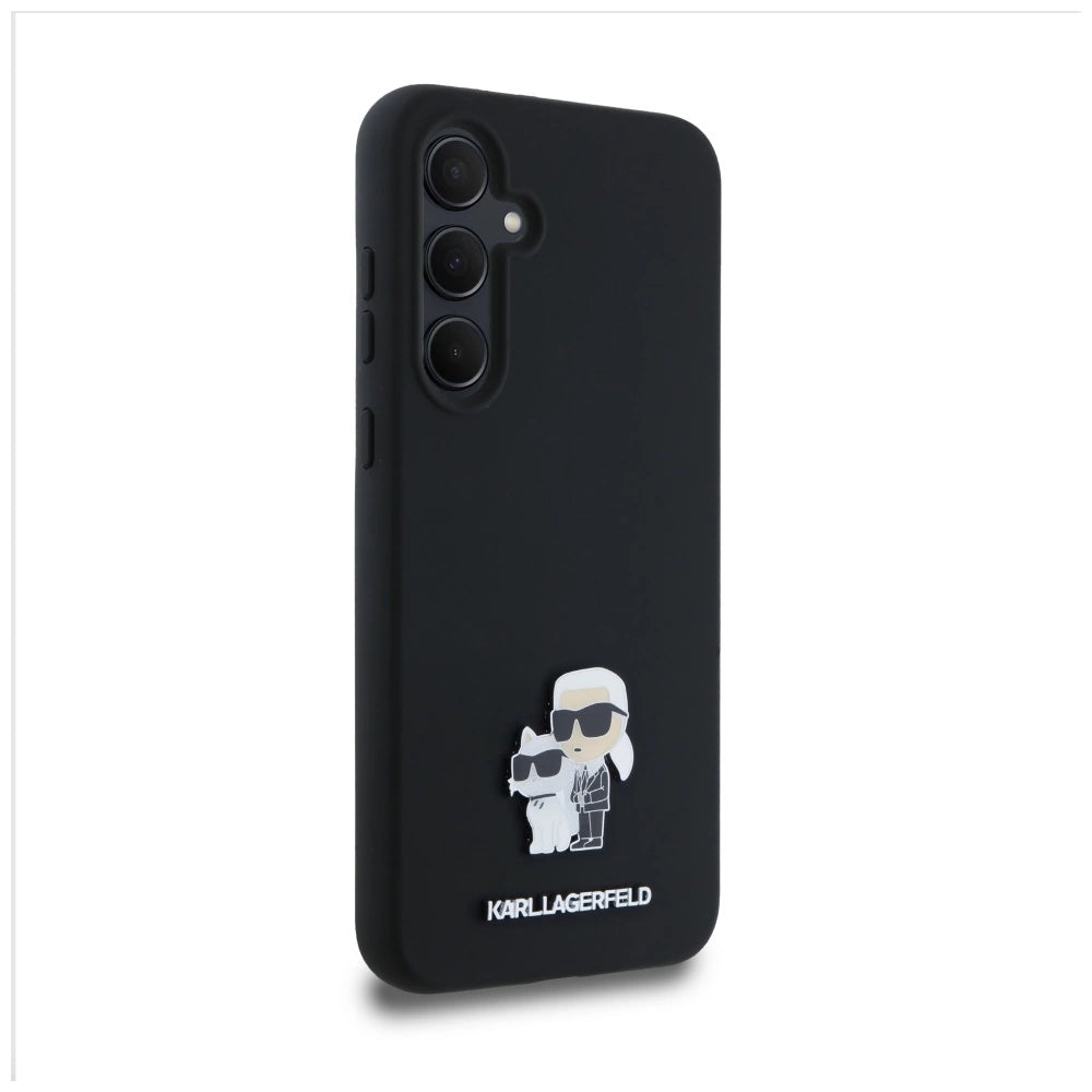 Karl Lagerfeld Silicone Karl&Choupette Metal Pin case for Samsung Galaxy A35 - black